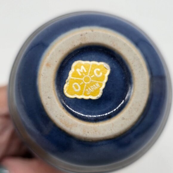 Vintage Otagiri Vase Japan Striped Blue & Black Miniature Ceramic - Picture 3 of 7